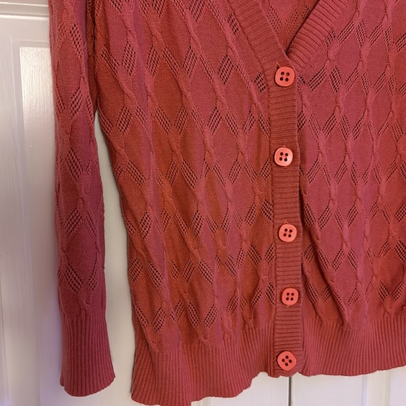 Bushwacker pink knit button down cardigan sweater - Picture 7 of 11
